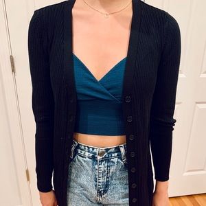 Long Black Button-Up Cardigan from H&M